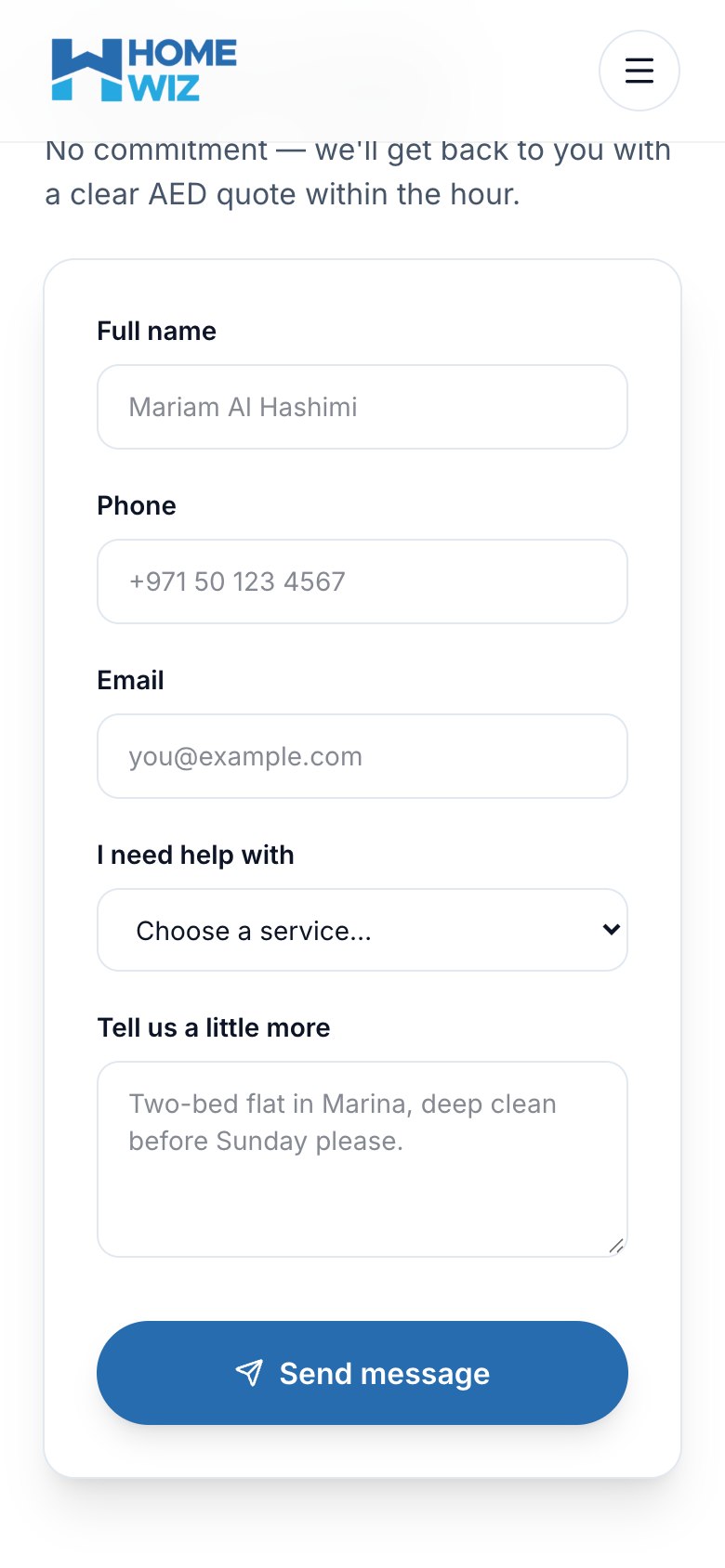 HomeWise on a phone — Make an enquiry
