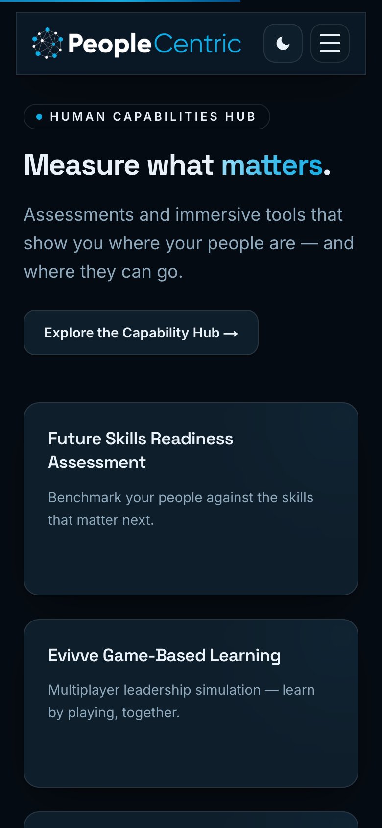 PeopleCore on a phone — Capability hub